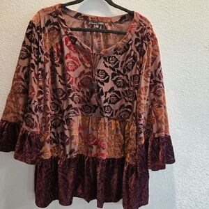 RXB Multicolor Floral Velvet Blouse